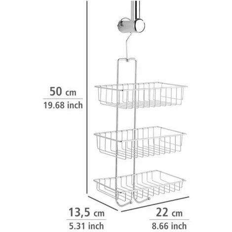 WENKO Etagère De Douche à Suspendre, 3 Paniers De Douche, Nivala, Fixation Sans Perçage, Acier, 22x50x13,5 Cm, Brillant - Chromé 6 WENKO Etagère De Douche à Suspendre, 3 Paniers De Douche, Nivala, Fixation Sans Perçage, Acier, 22x50x13,5 Cm, Brillant - Chromé – Image 4