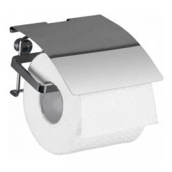 WENKO Porte Papier Toilette Premium, Dérouleur Papier Toilette Mural, Acier Inox, 12,5x9x13 Cm, Brillant - Brillant