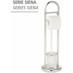 WENKO Combiné WC 2en1, Brosse WC Et Dérouleur Papier Toilette, Exclusif Siena, Acier, 19 X 63 Cm, Chromé -WENKO Soldes 6580196 2
