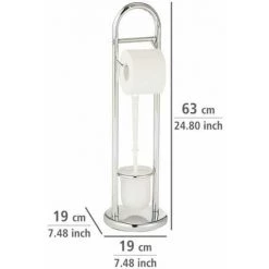 WENKO Combiné WC 2en1, Brosse WC Et Dérouleur Papier Toilette, Exclusif Siena, Acier, 19 X 63 Cm, Chromé -WENKO Soldes 6580196 4