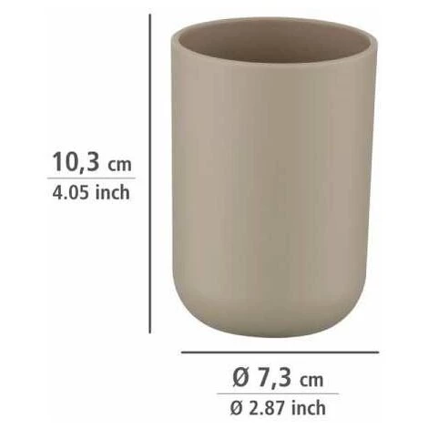 WENKO Gobelet Salle De Bain, Porte Brosse à Dent, Brasil, Plastique PET Incassable, ø7,3 X10,3 Cm, Taupe - Gris - Taupe 6 WENKO Gobelet Salle De Bain, Porte Brosse à Dent, Brasil, Plastique PET Incassable, ø7,3 X10,3 Cm, Taupe - Gris - Taupe – Image 4