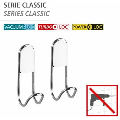 WENKO Crochet Porte Manteau Classic, Crochet Porte Serviette Salle De Bain, Fixation Murale, Lot De 2, Acier, 2x9x5,5 Cm, Brillant - Chromé 6 WENKO Crochet Porte Manteau Classic, Crochet Porte Serviette Salle De Bain, Fixation Murale, Lot De 2, Acier, 2x9x5,5 Cm, Brillant - Chromé – Image 4