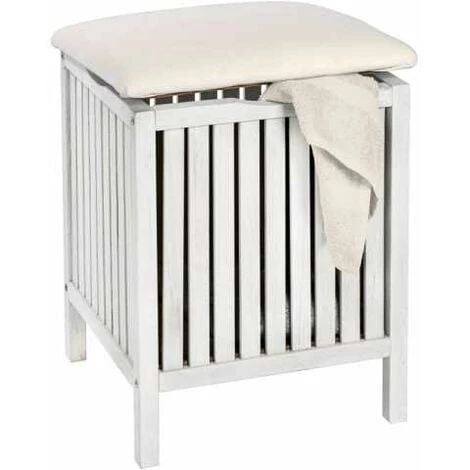 WENKO Tabouret Panier à Linge Bois, Coffre à Linge Bois, Norway Bois Blanc, Style Scandinave, 65L, Bois, 39x52x39 Cm, Blanc - Blanc - Cérusé Blanc 3 WENKO Tabouret Panier à Linge Bois, Coffre à Linge Bois, Norway Bois Blanc, Style Scandinave, 65L, Bois, 39x52x39 Cm, Blanc - Blanc - Cérusé Blanc