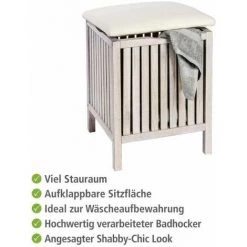 WENKO Tabouret Panier à Linge Bois, Coffre à Linge Bois, Norway Bois Blanc, Style Scandinave, 65L, Bois, 39x52x39 Cm, Blanc - Blanc - Cérusé Blanc 10 WENKO Tabouret Panier à Linge Bois, Coffre à Linge Bois, Norway Bois Blanc, Style Scandinave, 65L, Bois, 39x52x39 Cm, Blanc - Blanc - Cérusé Blanc -WENKO Soldes 6580229 4