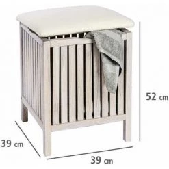 WENKO Tabouret Panier à Linge Bois, Coffre à Linge Bois, Norway Bois Blanc, Style Scandinave, 65L, Bois, 39x52x39 Cm, Blanc - Blanc - Cérusé Blanc 11 WENKO Tabouret Panier à Linge Bois, Coffre à Linge Bois, Norway Bois Blanc, Style Scandinave, 65L, Bois, 39x52x39 Cm, Blanc - Blanc - Cérusé Blanc -WENKO Soldes 6580229 5
