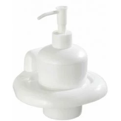 WENKO Distributeur De Savon Liquide Mural, Pure, Plastique, Capacité 250 Ml, 14,5x17,5x12 Cm, Blanc - Blanc