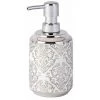 WENKO Distributeur Savon Liquide, Barock, Capacité 400 Ml, Céramique Avec Impression Ornement Argenté, 8x16,5x9 Cm, Blanc - Blanc -WENKO Soldes 6580238 1