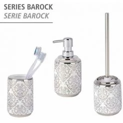 WENKO Distributeur Savon Liquide, Barock, Capacité 400 Ml, Céramique Avec Impression Ornement Argenté, 8x16,5x9 Cm, Blanc - Blanc 10 WENKO Distributeur Savon Liquide, Barock, Capacité 400 Ml, Céramique Avec Impression Ornement Argenté, 8x16,5x9 Cm, Blanc - Blanc -WENKO Soldes 6580238 4