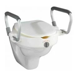 WENKO Rehausseur WC Adulte Avec Accoudoirs Secura, Rehausseur Toilette Pour Adulte 10 Cm, Montage Rapide Et Facile, Plastique - Aluminium, 55x37,5x47,5 Cm, Blanc - Blanc