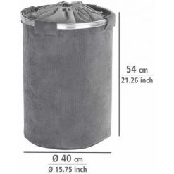 WENKO Panier à Linge Cordoba, Panier à Linge Sale Avec Cordon Fermeture, Capacité 68 Litres, Polyester - Aluminium, Ø 40x54 Cm, Gris 10 WENKO Panier à Linge Cordoba, Panier à Linge Sale Avec Cordon Fermeture, Capacité 68 Litres, Polyester - Aluminium, Ø 40x54 Cm, Gris -WENKO Soldes 6580241 4
