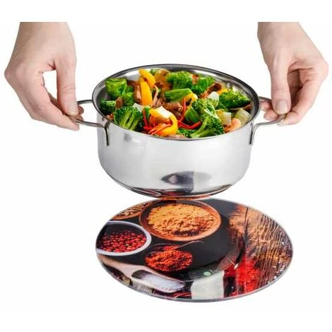 WENKO Dessous De Plat, Dessous De Plat En Verre, Design épices, Verre, ø20 Cm, Multicolore - Design 4 WENKO Dessous De Plat, Dessous De Plat En Verre, Design épices, Verre, ø20 Cm, Multicolore - Design – Image 2