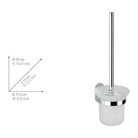 WENKO Brosse WC Murale Puerto Rico, Power-Loc® Fixation Sans Perçage, Zinc - Verre, 11,5x37x13 Cm, Brillant - Satiné - Chromé 5 WENKO Brosse WC Murale Puerto Rico, Power-Loc® Fixation Sans Perçage, Zinc - Verre, 11,5x37x13 Cm, Brillant - Satiné - Chromé – Image 3