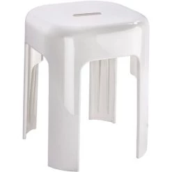 WENKO Tabouret Salle De Bains, Tabouret Douche Antidérapant, Alaska, Capacité 120 Kg, Plastique, 37x45,5x37 Cm, Blanc