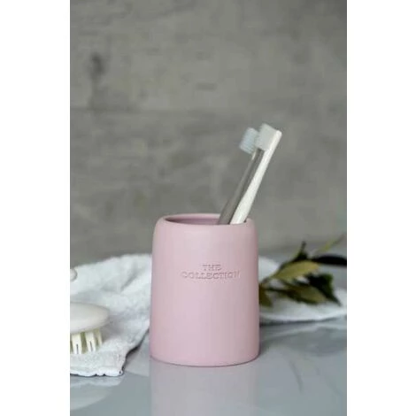 WENKO Gobelet Salle De Bain, Porte Brosse à Dent, "The Collection", Polyrésine, Ø 8x10 Cm, Rose Poudré - Rose 5 WENKO Gobelet Salle De Bain, Porte Brosse à Dent, "The Collection", Polyrésine, Ø 8x10 Cm, Rose Poudré - Rose – Image 3