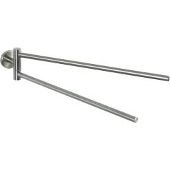 WENKO Porte Serviettes Salle De Bain Mural, 2 Barres Porte Serviette Rotatives, Bosio, Acier Inox, 5,5x9x43 Cm, Mat - Mat