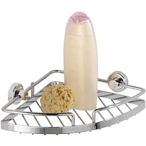 WENKO Etagère D'angle Douche Murale, Power-Loc® Panier De Douche Fixation Sans Perçage, Sion, Acier, 28x6x19 Cm, Brillant - Chromé 3 WENKO Etagère D'angle Douche Murale, Power-Loc® Panier De Douche Fixation Sans Perçage, Sion, Acier, 28x6x19 Cm, Brillant - Chromé