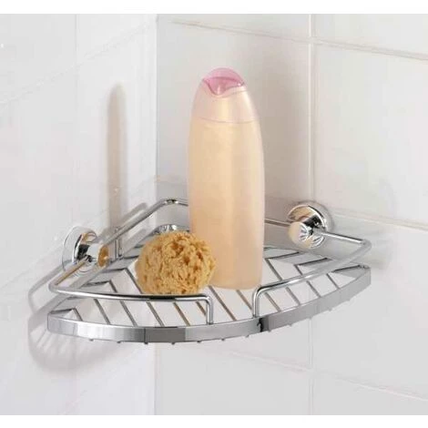 WENKO Etagère D'angle Douche Murale, Power-Loc® Panier De Douche Fixation Sans Perçage, Sion, Acier, 28x6x19 Cm, Brillant - Chromé 4 WENKO Etagère D'angle Douche Murale, Power-Loc® Panier De Douche Fixation Sans Perçage, Sion, Acier, 28x6x19 Cm, Brillant - Chromé – Image 2