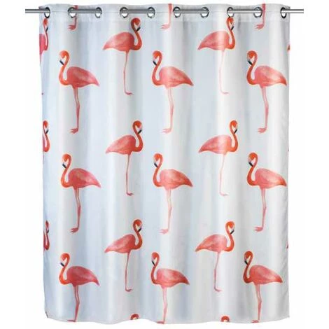 WENKO Rideau De Douche Antimoisissure Flamant Rose Comfort Flex, Rideau De Douche Original, Lavable En Machine Et Waterproof, 10 Anneaux Rideau De Douche Intégrés, Polyester, 180x200 Cm, Blanc - Rose - Multicolore 3 WENKO Rideau De Douche Antimoisissure Flamant Rose Comfort Flex, Rideau De Douche Original, Lavable En Machine Et Waterproof, 10 Anneaux Rideau De Douche Intégrés, Polyester, 180x200 Cm, Blanc - Rose - Multicolore