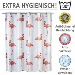 WENKO Rideau De Douche Antimoisissure Flamant Rose Comfort Flex, Rideau De Douche Original, Lavable En Machine Et Waterproof, 10 Anneaux Rideau De Douche Intégrés, Polyester, 180x200 Cm, Blanc - Rose - Multicolore 9 WENKO Rideau De Douche Antimoisissure Flamant Rose Comfort Flex, Rideau De Douche Original, Lavable En Machine Et Waterproof, 10 Anneaux Rideau De Douche Intégrés, Polyester, 180x200 Cm, Blanc - Rose - Multicolore -WENKO Soldes 6580275 3