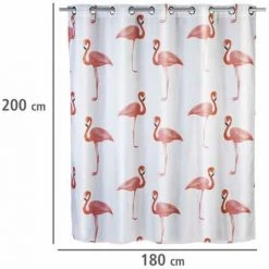 WENKO Rideau De Douche Antimoisissure Flamant Rose Comfort Flex, Rideau De Douche Original, Lavable En Machine Et Waterproof, 10 Anneaux Rideau De Douche Intégrés, Polyester, 180x200 Cm, Blanc - Rose - Multicolore 11 WENKO Rideau De Douche Antimoisissure Flamant Rose Comfort Flex, Rideau De Douche Original, Lavable En Machine Et Waterproof, 10 Anneaux Rideau De Douche Intégrés, Polyester, 180x200 Cm, Blanc - Rose - Multicolore -WENKO Soldes 6580275 5