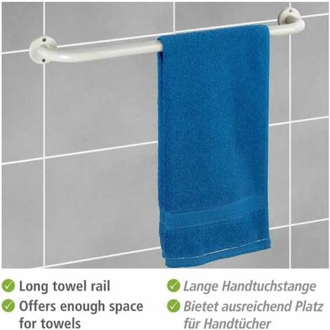 WENKO Porte Serviettes Salle De Bain Mural, Basic, Acier, L60 Cm, Blanc 4 WENKO Porte Serviettes Salle De Bain Mural, Basic, Acier, L60 Cm, Blanc – Image 2
