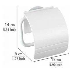WENKO Dérouleur Papier Toilette Mural Osimo, Porte Papier Toilette Mural, Static-Loc® Fixation Sans Perçage, Plastique, 15x14x5 Cm, Blanc - Blanc -WENKO Soldes 6580302 5
