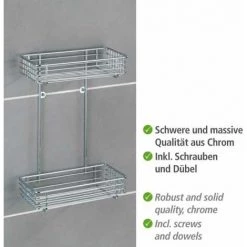 WENKO Etagère Murale Salle De Bain Milano, 2 Paniers De Douche Fixation Murale, Acier, 25x37x12 Cm, Chromé - Chromé 9 WENKO Etagère Murale Salle De Bain Milano, 2 Paniers De Douche Fixation Murale, Acier, 25x37x12 Cm, Chromé - Chromé -WENKO Soldes 6580311 3