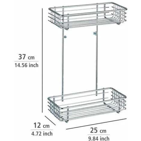 WENKO Etagère Murale Salle De Bain Milano, 2 Paniers De Douche Fixation Murale, Acier, 25x37x12 Cm, Chromé - Chromé 6 WENKO Etagère Murale Salle De Bain Milano, 2 Paniers De Douche Fixation Murale, Acier, 25x37x12 Cm, Chromé - Chromé – Image 4