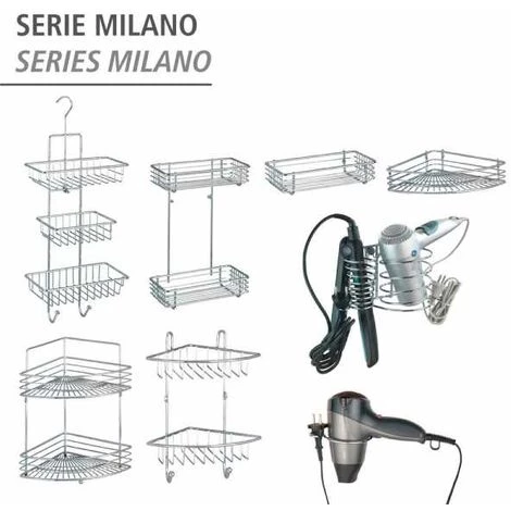 WENKO Etagère Murale Salle De Bain Milano, 2 Paniers De Douche Fixation Murale, Acier, 25x37x12 Cm, Chromé - Chromé 7 WENKO Etagère Murale Salle De Bain Milano, 2 Paniers De Douche Fixation Murale, Acier, 25x37x12 Cm, Chromé - Chromé – Image 5