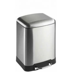 WENKO Poubelle Salle De Bain à Pédale 6L, Studio, Fermeture Frein De Chute Easy-Close, Acier Inox, 23x32x22,5 Cm, Mat - Satiné