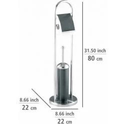 WENKO Combiné WC 2en1 Brosse WC Et Dérouleur Papier Toilette, Adrano, Acier Inox Verni, Ø 22x80 Cm, Chromé 9 WENKO Combiné WC 2en1 Brosse WC Et Dérouleur Papier Toilette, Adrano, Acier Inox Verni, Ø 22x80 Cm, Chromé -WENKO Soldes 6580322 4