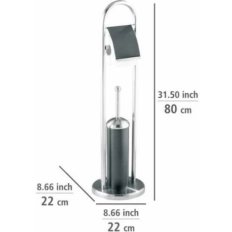 WENKO Combiné WC 2en1 Brosse WC Et Dérouleur Papier Toilette, Adrano, Acier Inox Verni, Ø 22x80 Cm, Chromé 6 WENKO Combiné WC 2en1 Brosse WC Et Dérouleur Papier Toilette, Adrano, Acier Inox Verni, Ø 22x80 Cm, Chromé – Image 4