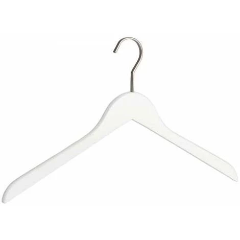 WENKO Cintre Bois Paris, Cintre Manteau Avec Surface Antidérapante, Bois, 44x25 Cmx1,2 Cm, Blanc - Blanc 5 WENKO Cintre Bois Paris, Cintre Manteau Avec Surface Antidérapante, Bois, 44x25 Cmx1,2 Cm, Blanc - Blanc – Image 3