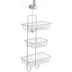 WENKO Etagère De Douche à Suspendre Sans Perçage, 3 Paniers De Douche, Milano, Acier, 25x62x14 Cm, Brillant - Chromé