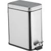 WENKO Petite Poubelle Salle De Bain, Poubelle à Pédale 5L, Square, Acier Inox, 14x29,5x28 Cm, Aspect Mat -WENKO Soldes 6580339 1