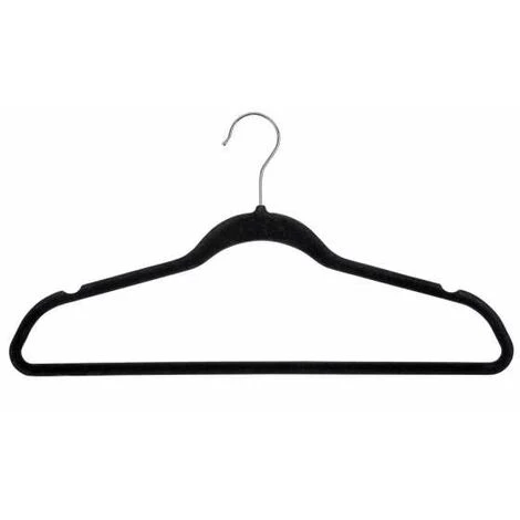 WENKO Cintre Velours, Noir, Lot De 5 - Noir 4 WENKO Cintre Velours, Noir, Lot De 5 - Noir – Image 2