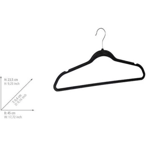 WENKO Cintre Velours, Noir, Lot De 5 - Noir 6 WENKO Cintre Velours, Noir, Lot De 5 - Noir – Image 4