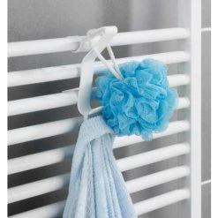 WENKO Crochet Radiateur Sèche Serviette Universel Flexi, Crochet Pour Radiateur Sèche Serviette Rond Pour Suspendre Serviette Et Peignoir, Plastique, 2,5x13,5x8,5 Cm, Blanc - Blanc -WENKO Soldes 6580377 5