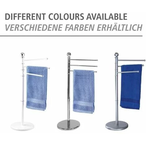 WENKO Porte Serviette Sur Pied, Porte Serviette Salle De Bain, 3 Portants, Exclusif, Acier, 48,5x90x28,5 Cm, Blanc - Blanc 7 WENKO Porte Serviette Sur Pied, Porte Serviette Salle De Bain, 3 Portants, Exclusif, Acier, 48,5x90x28,5 Cm, Blanc - Blanc – Image 5