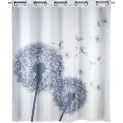 WENKO Rideau De Douche Antimoisissure Astera Comfort Flex, Rideau De Douche Original, Lavable En Machine Et Waterproof, 10 Anneaux Rideau De Douche Intégrés, Polyester, 180x200 Cm, Gris - Blanc - Blanc