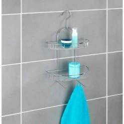 WENKO Serviteur De Douche, Etagere Douche à Suspendre Sans Percage, Kuopio, Acier, 28x46x15 Cm, Brillant - Chromé -WENKO Soldes 6580431 3
