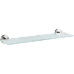 WENKO Etagère Salle De Bain, Tablette En Verre Satiné Bosio, Fixation Acier Inox, 46,5x5,5x13,5 Cm, Mat