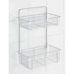 WENKO Etagère Murale Salle De Bain Catania, 2 Paniers De Douche Fixation Murale, Acier, 26x38x15 Cm, Brillant - Chromé 9 WENKO Etagère Murale Salle De Bain Catania, 2 Paniers De Douche Fixation Murale, Acier, 26x38x15 Cm, Brillant - Chromé -WENKO Soldes 6580446 4