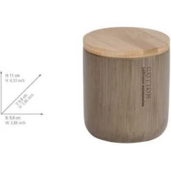 WENKO Boîte Rangement Salle De Bain Palo, Petite Boite Avec Couvercle Bambou, Polyrésine - Bambou, Ø 9,8x11 Cm, Taupe - Marron - Gris - Taupe -WENKO Soldes 6580448 4