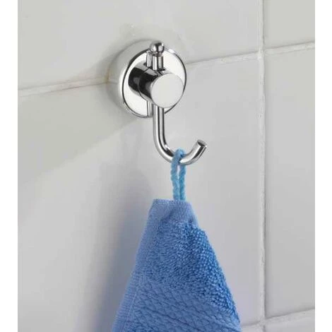 WENKO Crochet Porte Manteau Mural Uno Sion, Crochet Porte Serviette Salle De Bain, Fixation Sans Perçage Power-Loc®, Acier, Ø 4 Cm, Brillant 4 WENKO Crochet Porte Manteau Mural Uno Sion, Crochet Porte Serviette Salle De Bain, Fixation Sans Perçage Power-Loc®, Acier, Ø 4 Cm, Brillant – Image 2