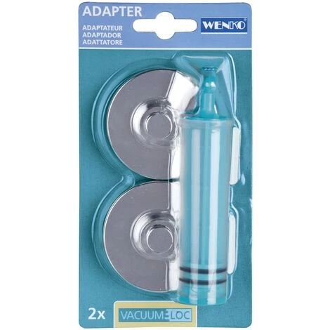 WENKO Adaptateur Vacuum-Loc® Pour Série Premium Classic Et Style, Lot De 2, Fixation Sans Perçage, Repositionnable & Amovible Sans Résidus, Charge 40 Kg, Plastique, Ø 6 X 2,8 Cm, Brillant - Chromé 3 WENKO Adaptateur Vacuum-Loc® Pour Série Premium Classic Et Style, Lot De 2, Fixation Sans Perçage, Repositionnable & Amovible Sans Résidus, Charge 40 Kg, Plastique, Ø 6 X 2,8 Cm, Brillant - Chromé