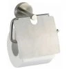 WENKO Support Papier Toilette Mural, Porte Papier Toilette Avec Couvercle, Bosio, Acier Inox, 15x13,5x7 Cm, Mat - Mat