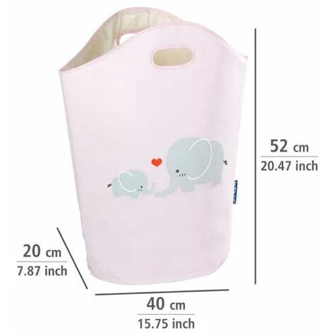 WENKO Panier à Linge Enfant Elli, Corbeille A Linge Enfant, Capacité 24L Avec Poignée De Transport, Polyester, 40x52x20 Cm, Rose - Rose 5 WENKO Panier à Linge Enfant Elli, Corbeille A Linge Enfant, Capacité 24L Avec Poignée De Transport, Polyester, 40x52x20 Cm, Rose - Rose – Image 3