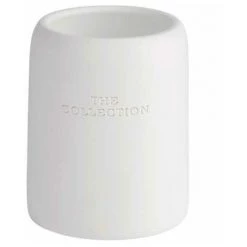 WENKO Gobelet Salle De Bain, Porte Brosse à Dent, "The Collection", Polyrésine, Ø 8x10 Cm, Blanc - Blanc