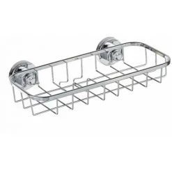 WENKO Etagère Murale Salle De Bain, Panier De Douche Fixation Sans Perçage Power-Loc®, Bovino, Acier Inox, 22,5x6x11,5 Cm, Brillant - Brillant